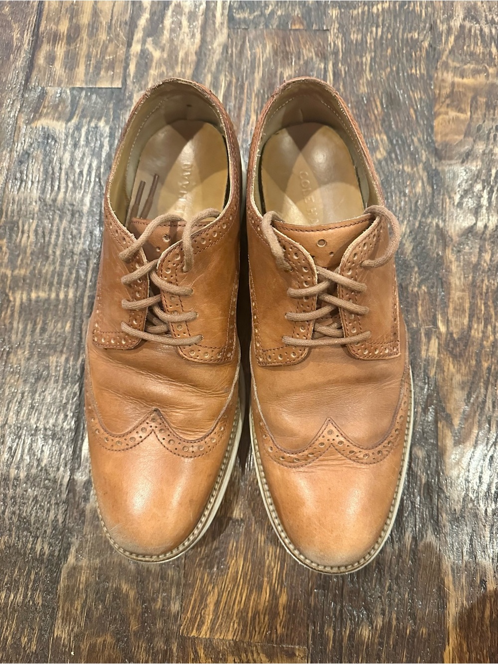 Cole Haan Men's Tan Brogue Wingtip Oxfords